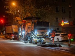 Remont Żeromskiego w nocy