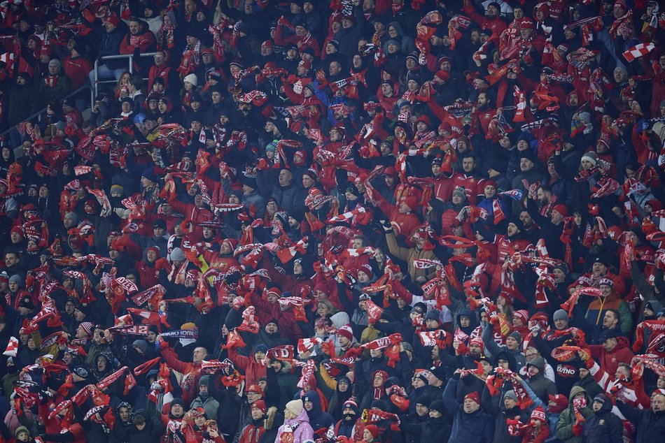 Kibice na meczu Widzewa Łódź - Pogoń Szczecin