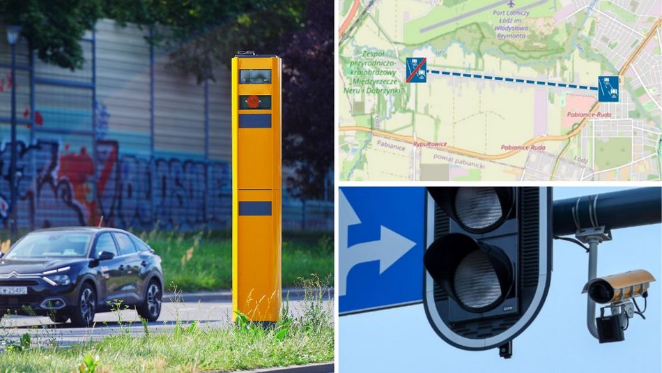 Łódź. Lokalizacje fotoradarów, systemów Red Light oraz odcinkowych pomiarów prędkości