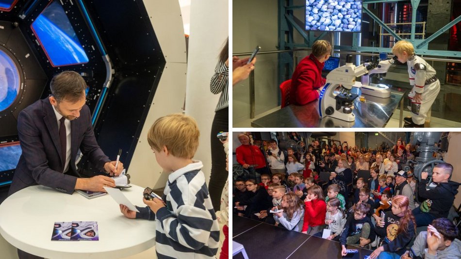 Łódź. Sławosz Uznański-Wiśniewski w EC1 Łódź. Tłumy łodzian na spotkaniu z astronautą