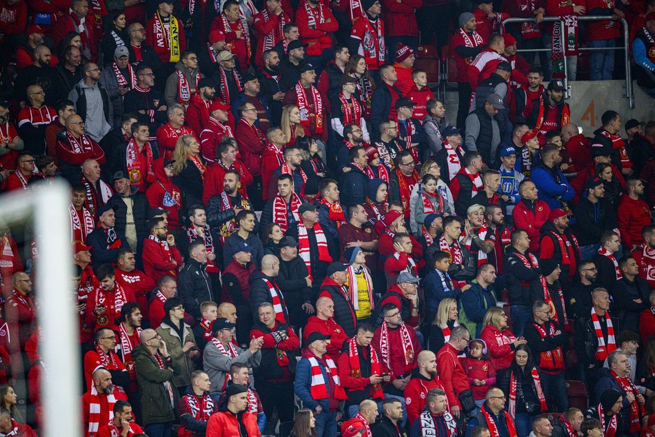 Kibice na meczu Widzewa Łódź z Górnikiem Zabrze
