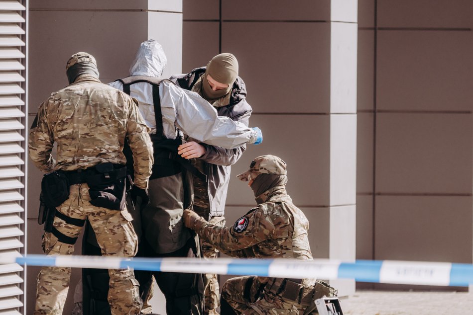 Ćwiczenia służb specjalnych na stadionie im. Władysława Króla w Łodzi