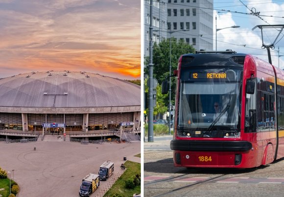 Łódź. Atlas Arena i tramwaj MPK Łódź