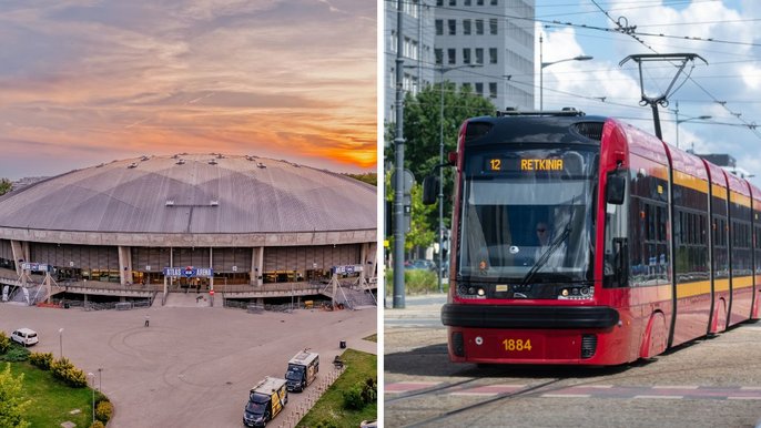 Łódź. Atlas Arena i tramwaj MPK Łódź