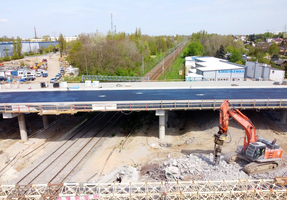 Budowa wiaduktów ul. Przybyszewskiego - zdjęcia z lotu ptaka