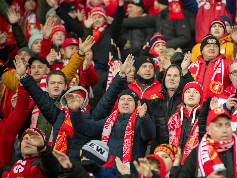Kibice na meczu Widzew Łódź - Raków Częstochowa