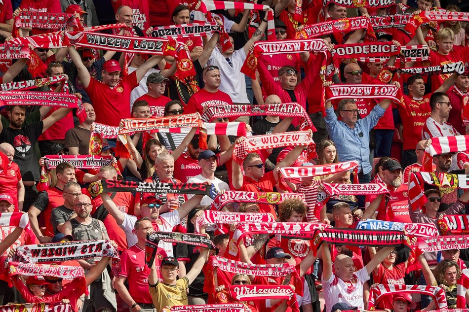 Kibice na meczu Widzewa Łódź