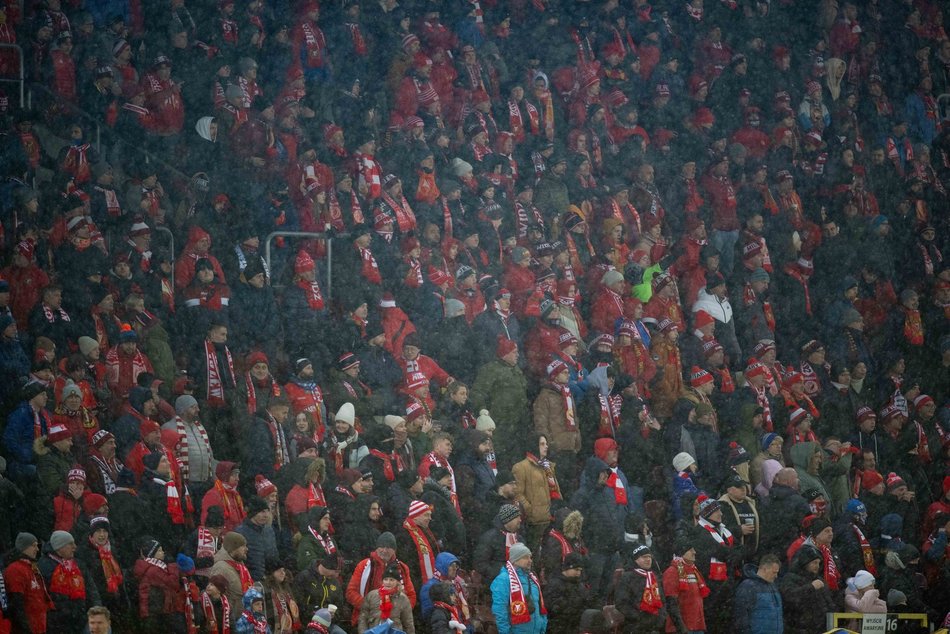 Kibice na meczu Widzewa Łódź z Radomiakiem Radom