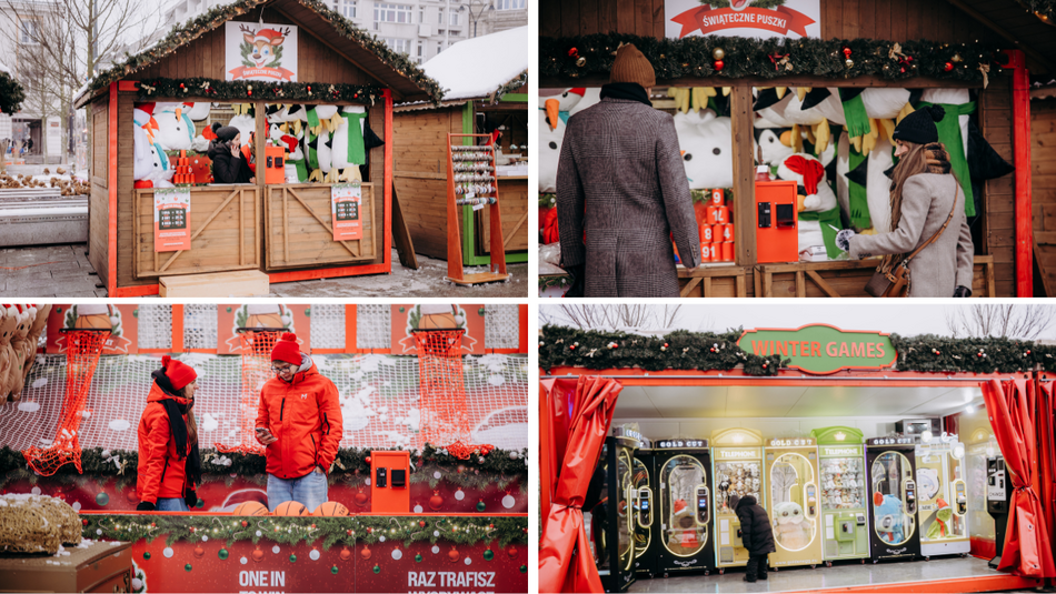 Łódź. Jarmark Bożonarodzeniowy na placu Wolności w Łodzi stoiska, kramy