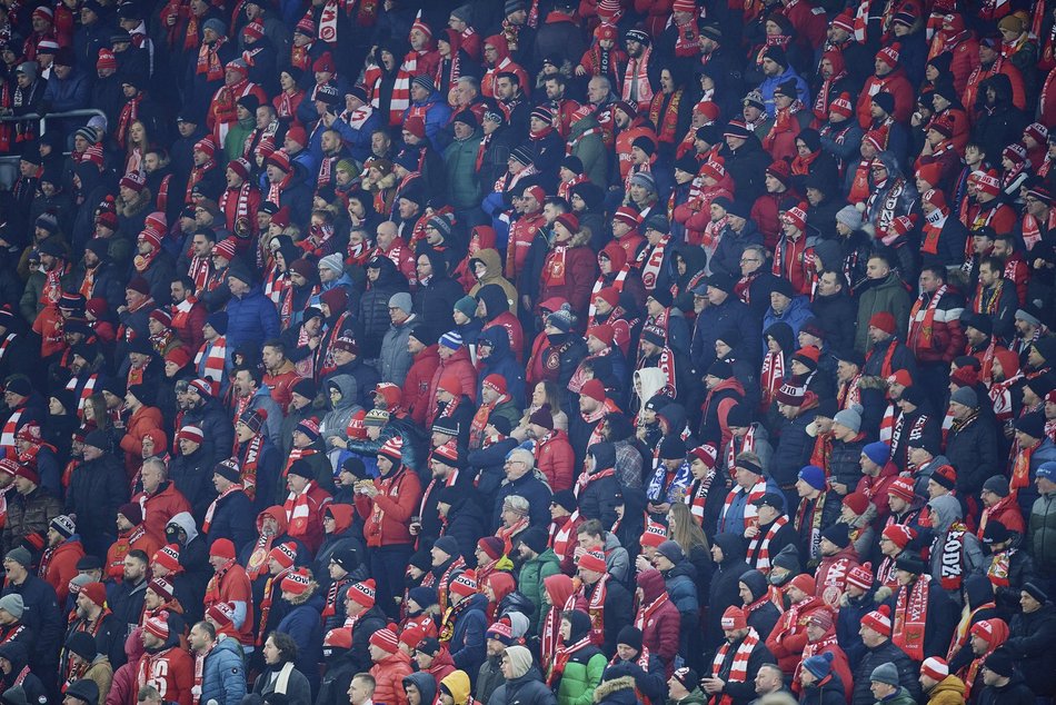 Kibice na meczu Widzewa Łódź - Pogoń Szczecin