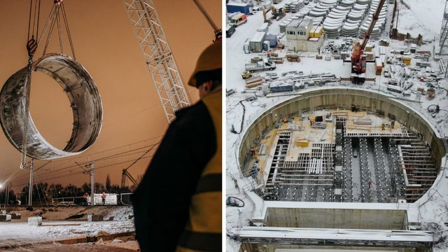 Tunel pod Łodzią. Spektakularne zdjęcia z budowy. Pomimo śniegu praca trwa [ZDJĘCIA]
