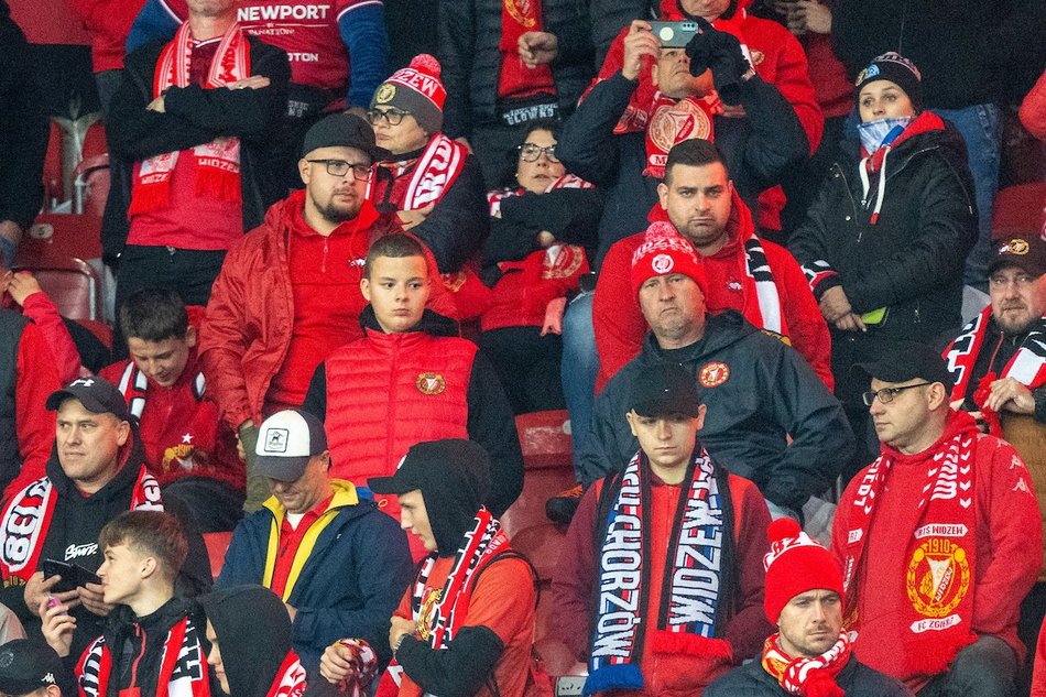 Kibice na meczu Widzewa Łódź z Radomiakiem Radom