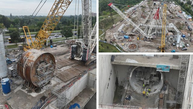 Tunel pod Łodzią. Najnowsze zdjęcia demontażu tarczy Faustyna [ZDJĘCIA Z DRONA]