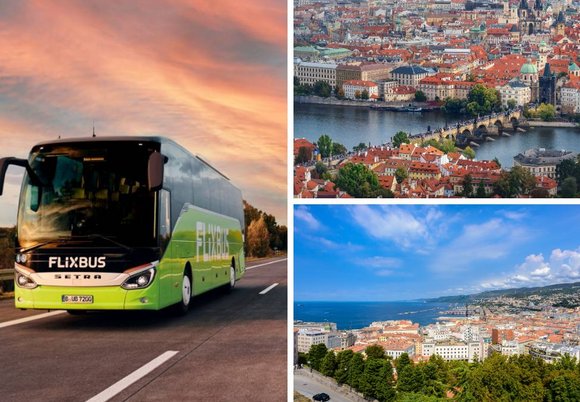 Łódź. Flixbus, Praga, Triest