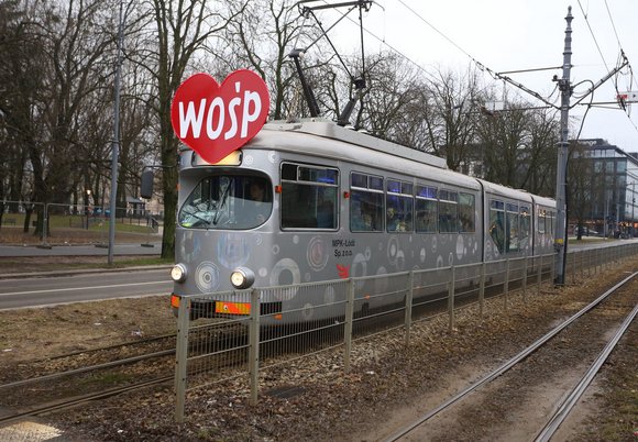 Łódź. Tramwaj MPK Łódź WOŚP