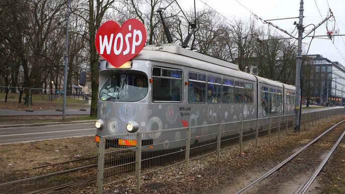 Łódź. Tramwaj MPK Łódź WOŚP