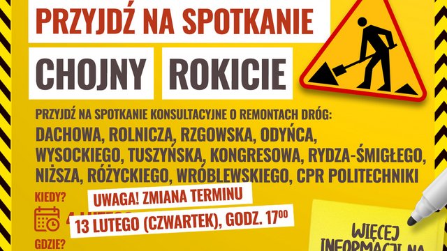 Remonty dróg na Chojnach i Rokiciu w Łodzi. Przyjdź na spotkanie i poznaj szczegóły 