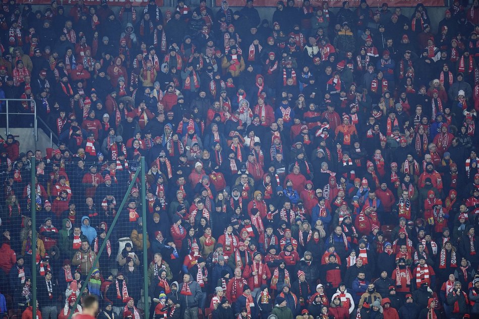 Kibice na meczu Widzewa Łódź - Pogoń Szczecin