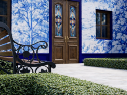 Łódź. Nowe artystyczne podwórko przy Próchnika. Wygrała porcelanowa biel i błękit!