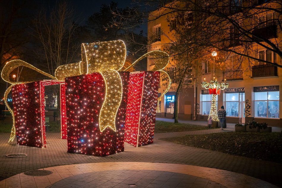 Świąteczna iluminacja na Kozinach w Łodzi
