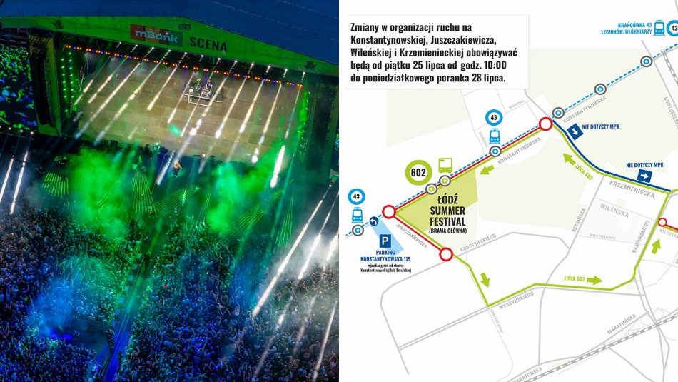 Łódź Summer Festival 2025. Zmiany w ruchu i objazdy w centrum i na Retkini
