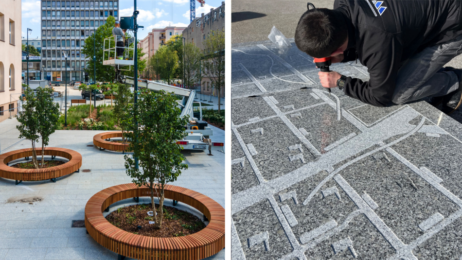 Stół wodny, który stanie w pasażu Schillera w Łodzi