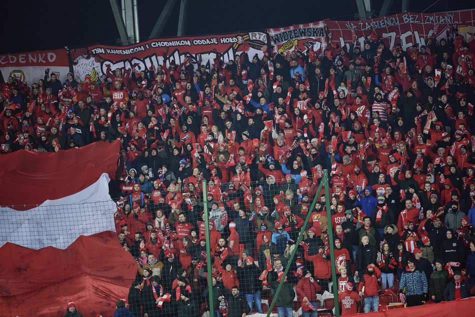 Kibice na meczu Widzewa Łódź - Pogoń Szczecin