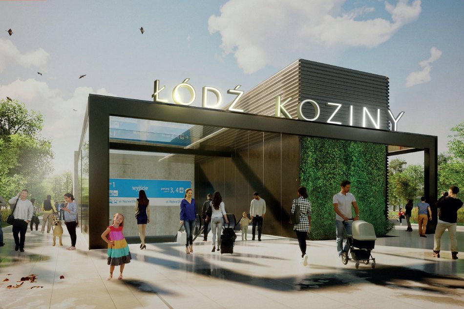 Tunel średnicowy Łódź: stacja Łódź Koziny (wizualizacja)