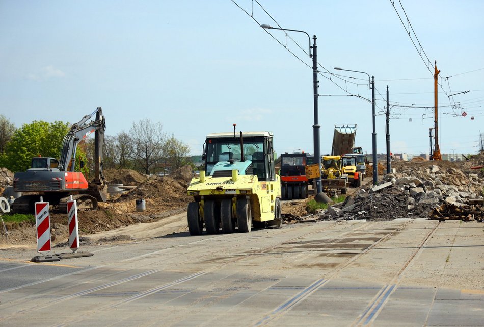 Remont ulicy Przybyszewskiego - zdjęcie z lotu ptaka