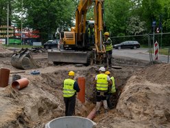 Remont ulicy Krakowskiej - plac budowy, roboty drogowe