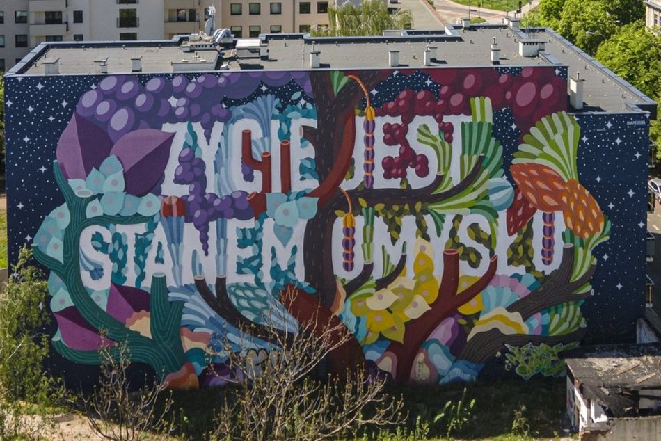 Різнокольорові мурали в Лодзі