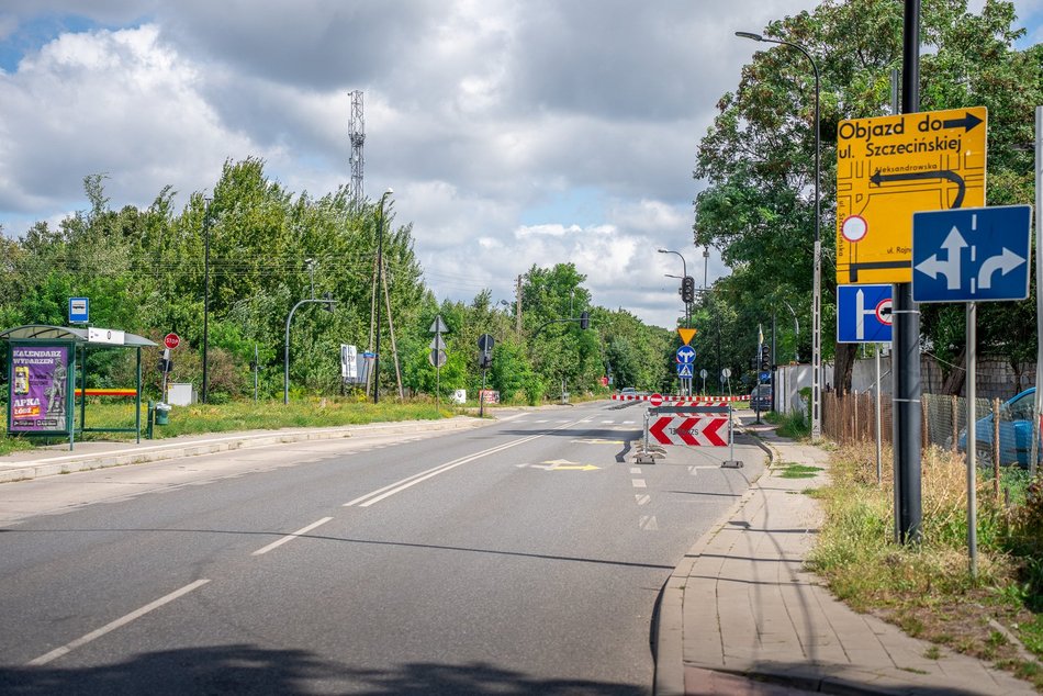 Ulica Szczecińska - remont, wygrodzenia