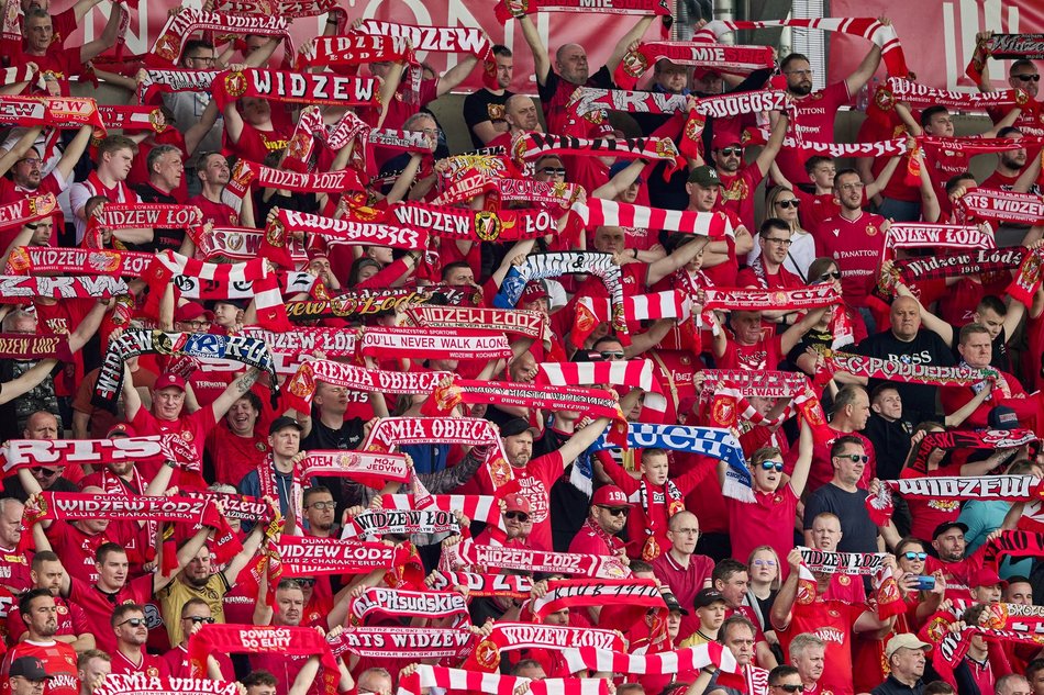 Kibice na meczu Widzewa Łódź