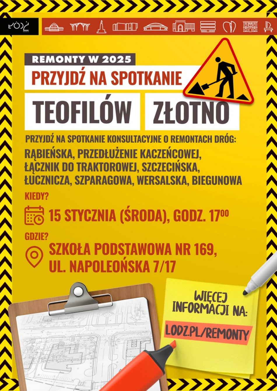 Zaplanuj swoje osiedle! Przyjdź na spotkania o remontach dróg w Łodzi. Pierwsze już 15 stycznia