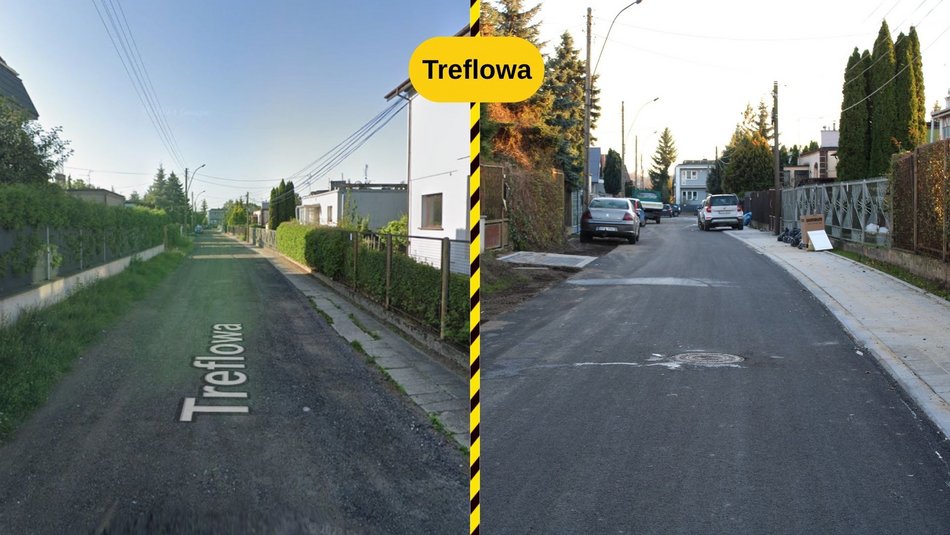 Łódź. Ulica Treflowa w Łodzi przed i po remoncie