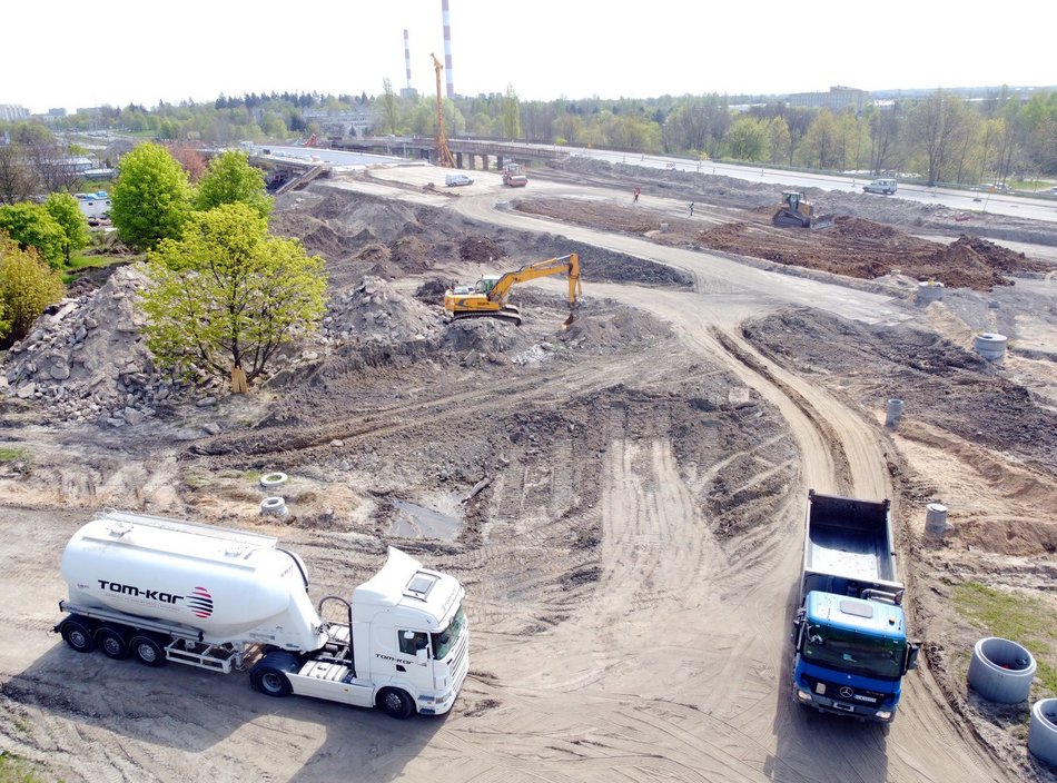 Budowa wiaduktów ul. Przybyszewskiego - zdjęcia z lotu ptaka