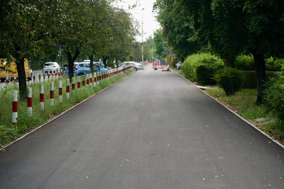 Łodź. Droga rowerowa na ul. Krzemienieckiej w Łodzi