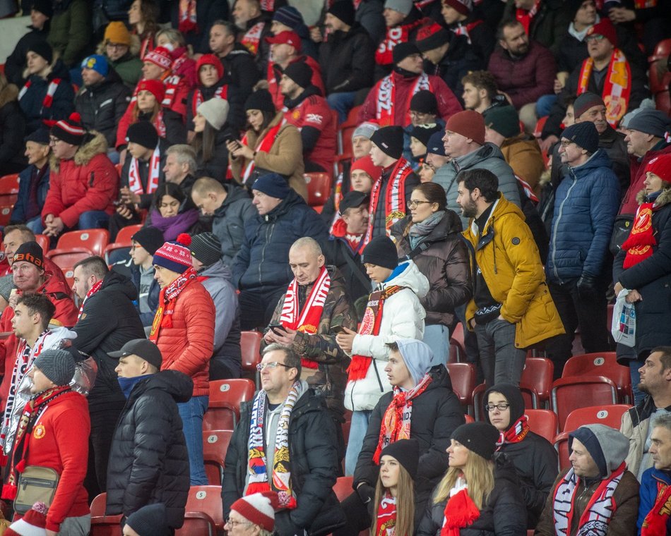 Kibice na meczu Widzewa Łódź z Pogonią Szczecin