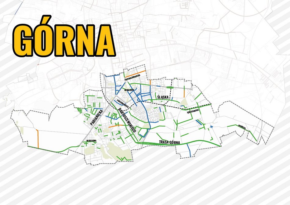 Mapa remontów dróg w Łodzi - Górna