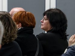 Łódź. Kolej Dużych Prędkości w Łodzi. Pełna sala na spotkaniu z inwestorem i wykonawcą