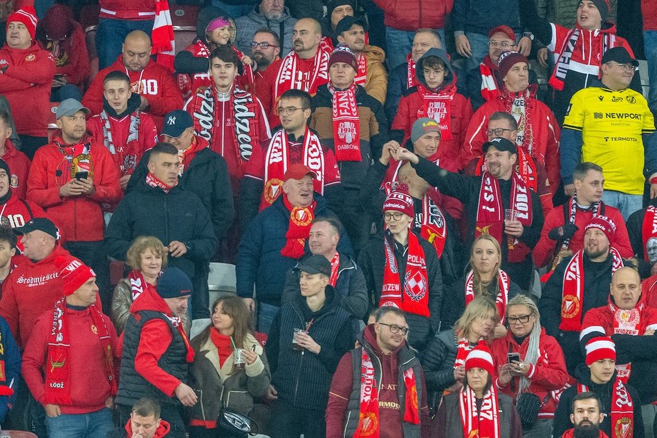 Kibice na meczu Widzewa Łódź z Radomiakiem Radom