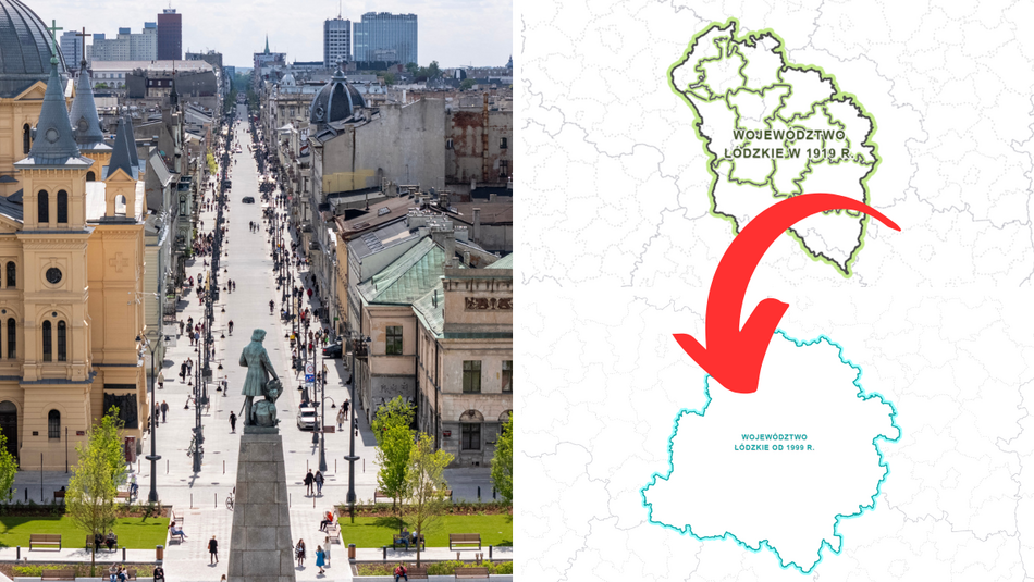 Łódź. Granice administracyjne łódzkiego na przestrzeni lat. W 1919 roku było bliżej nad Bałtyk!