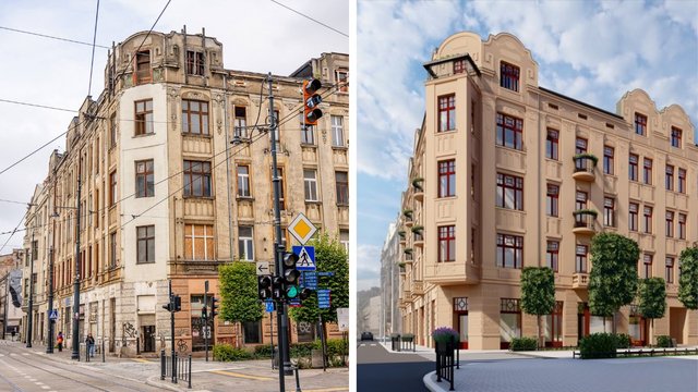 Ruina przy Gdańskiej w Łodzi do remontu! Narożna kamienica zyska nowe życie [WIZUALIZACJE]