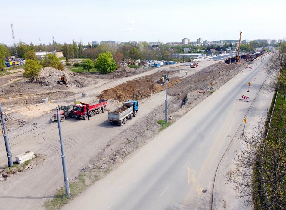 Budowa wiaduktów ul. Przybyszewskiego - zdjęcia z lotu ptaka