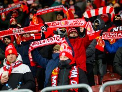 Łódź. Kibice na meczu Widzewa Łódź z Jagiellonią Białystok