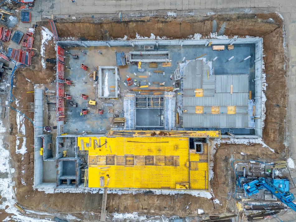 Łodź. Aquapark Widzew w Łodzi - plac budowy