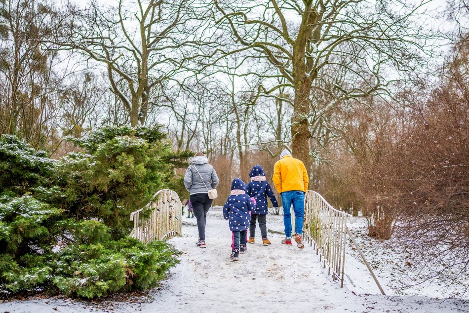 Park Poniatowskiego w zimowej szacie