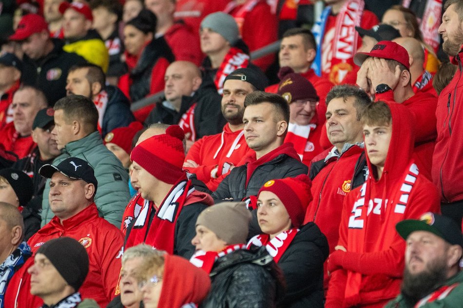 Kibice na meczu Widzewa Łódź z Radomiakiem Radom