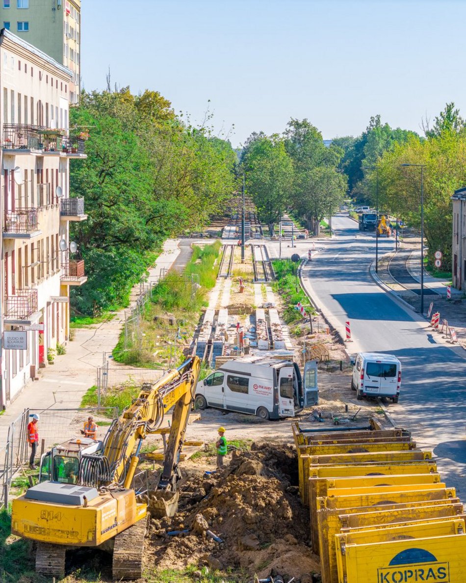 remontowana ulica Wojska Polskiego w Łodzi