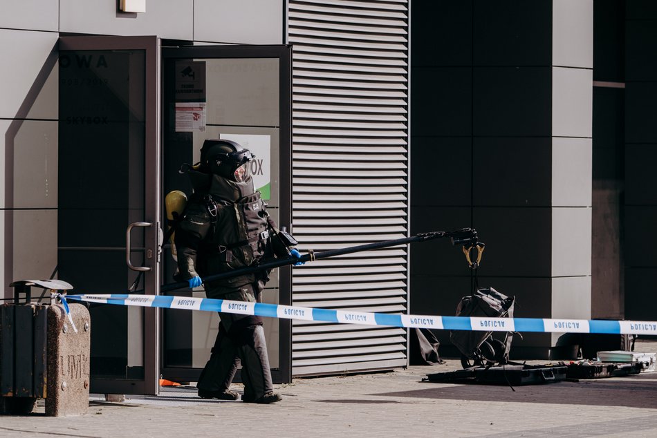 Ćwiczenia służb specjalnych na stadionie im. Władysława Króla w Łodzi